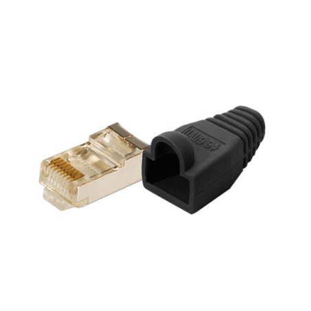 LogiLink Connecteur mâle RJ45, Cat.5e, noir, avec manchon de