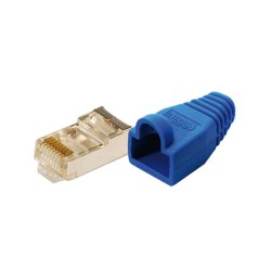 LogiLink Connecteur mâle RJ45, Cat.5e, bleu, avec manchon de