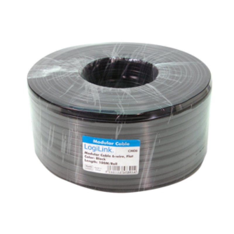LogiLink CM06 telephone cable 100 m Black