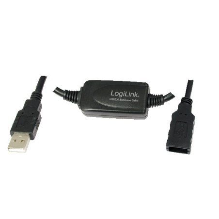 LogiLink 15M USB 2.0 - USB 2.0 M/F USB cable USB A Black