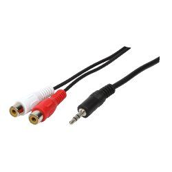 LogiLink 1x3.5mm - 2xRCA, 0.2m câble audio 0,2 m 3,5mm Noir