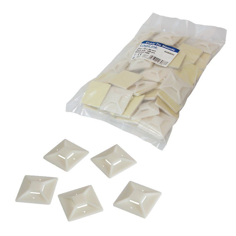 LogiLink Embases autoadhésives, 39,5 x 39,5 mm, nature