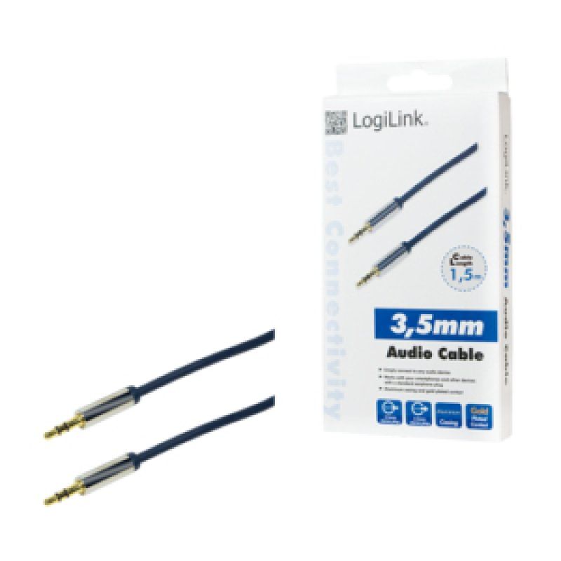 LogiLink Câble audio, 2 x jack mâle 3,5 mm, 1,5 m