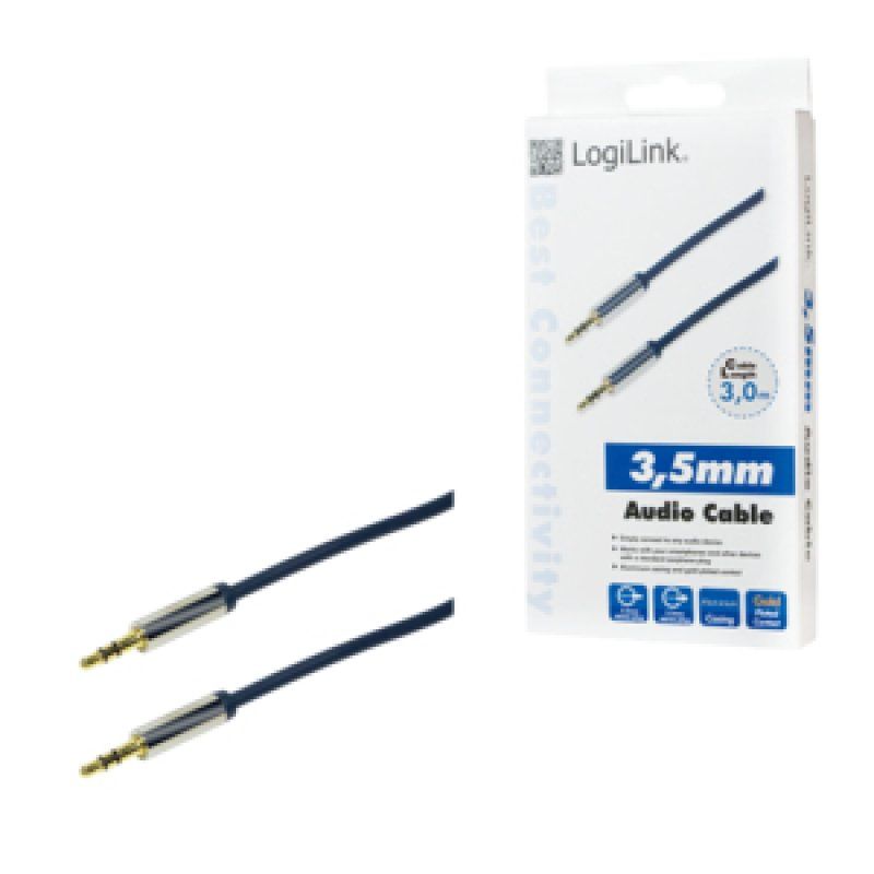 LogiLink CA10300 câble audio 3 m 3,5mm Bleu
