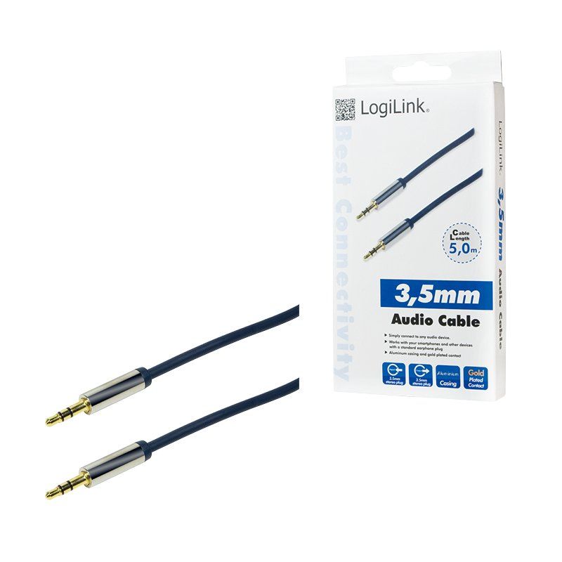 LogiLink Câble audio, 2 x jack mâle 3,5 mm, 5 m