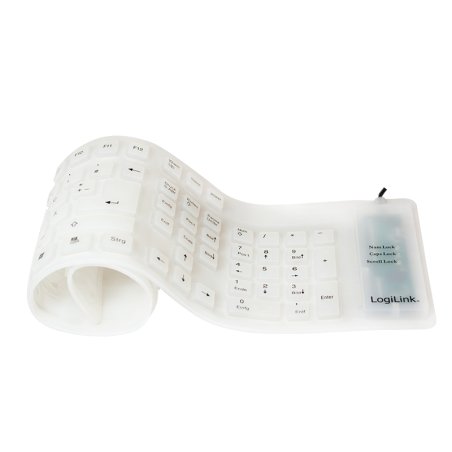 LogiLink Flexible Silikon-Tastatur, kabelgebunden, weiß
