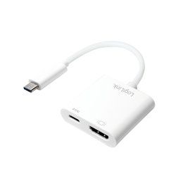 LogiLink 0.14m, 2xUSB-C/HDMI USB graphics adapter 3840 x 2160 pixels White