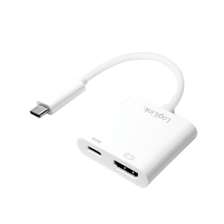 LogiLink 0.14m, 2xUSB-C/HDMI adaptateur graphique USB 3840 x 2160 pixels Blanc