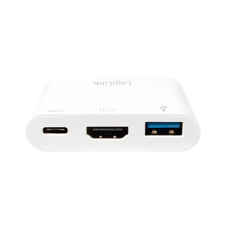 LogiLink 0.14m, 2xUSB-C/HDMI USB A Blanc