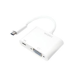 LogiLink 0.14m, 2xUSB-C/VGA adaptateur graphique USB 1920 x 1200 pixels Blanc
