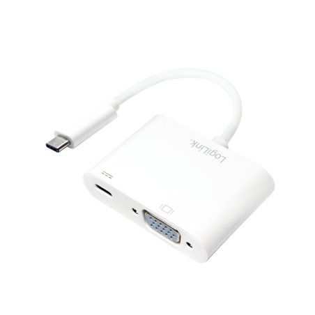 LogiLink 0.14m, 2xUSB-C/VGA adaptateur graphique USB 1920 x 1200 pixels Blanc