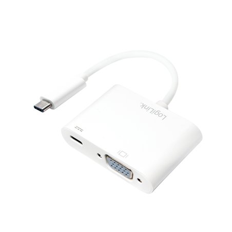 LogiLink 0.14m, 2xUSB-C/VGA USB graphics adapter 1920 x 1200 pixels White