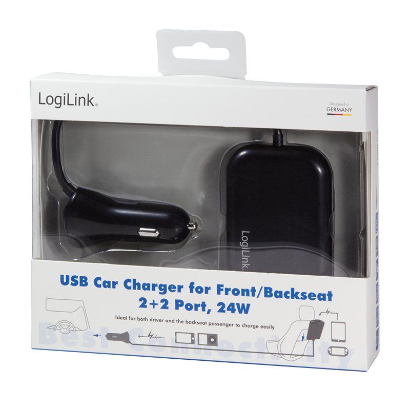 LogiLink Chargeur allume-ciagre USB pour sièges avant &