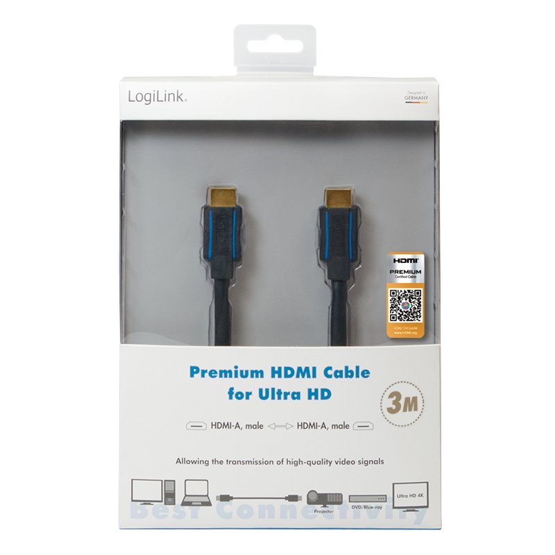 LogiLink CHB005 HDMI cable 3 m HDMI Type A (Standard) Black