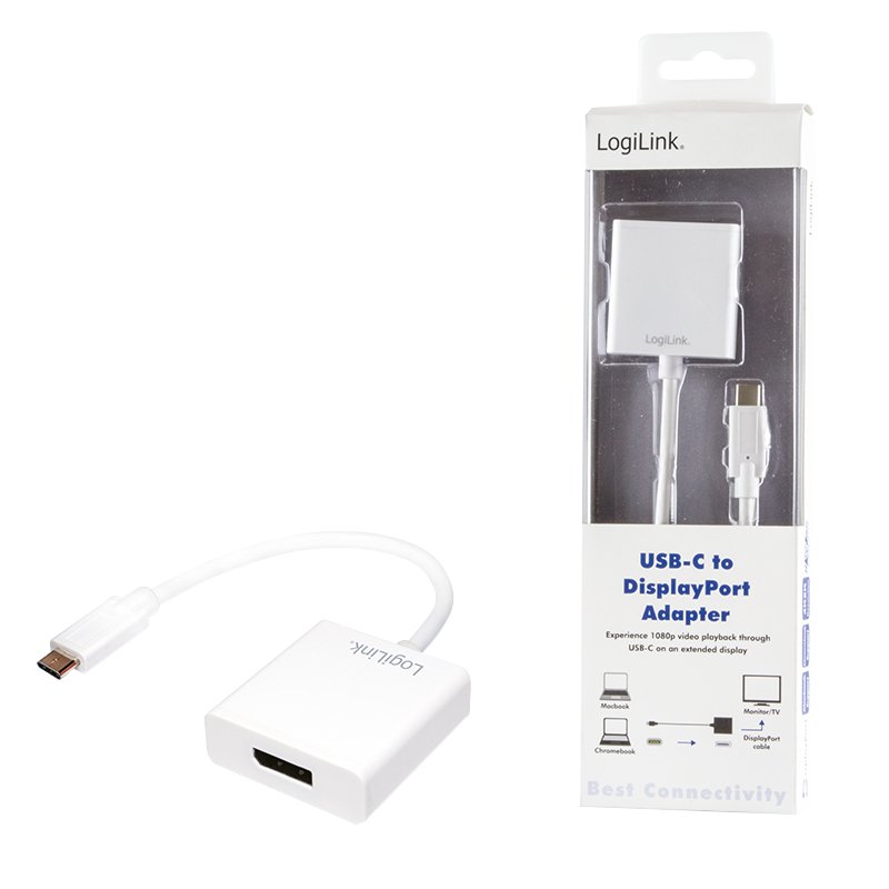 LogiLink 0.14m, USB-C 3.1/DisplayPort USB graphics adapter White