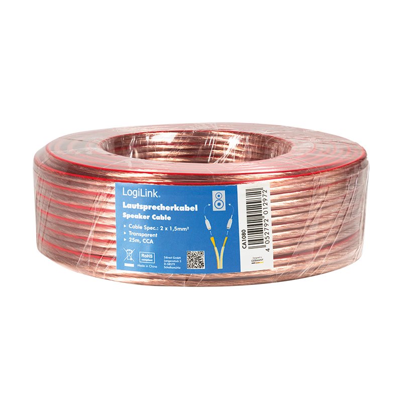 LogiLink CA1080 câble audio 25 m Transparent