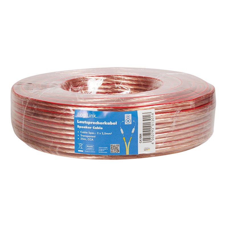 LogiLink Câble pour haut-parleurs, 2 x 2,5 mm2, 25 m