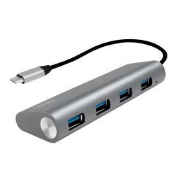 LogiLink Hub USB 3.0 avec fiche USB-C Gen1, 4 ports, gris
