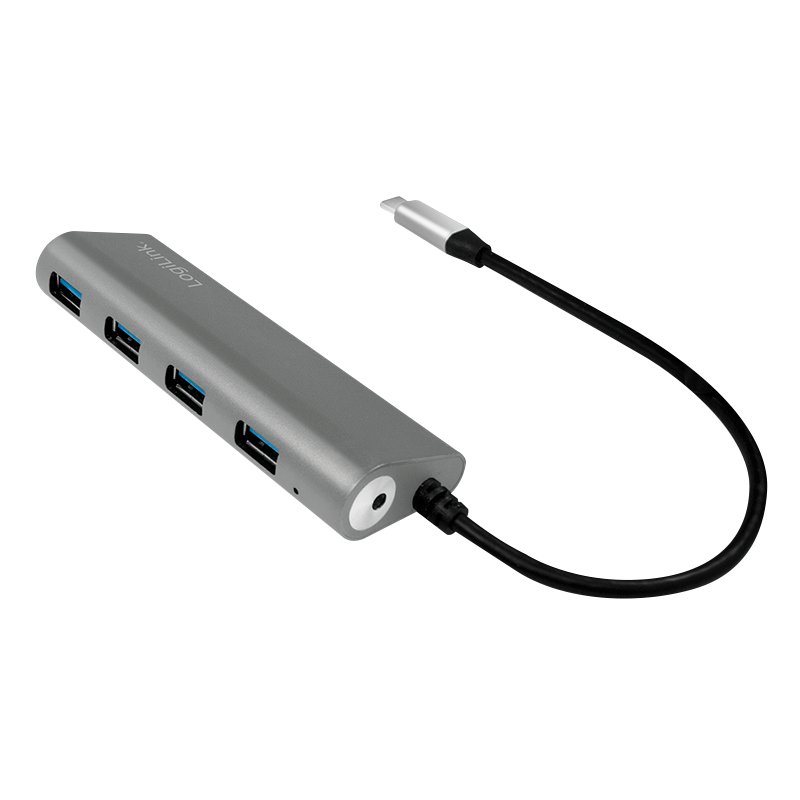 LogiLink Hub USB 3.0 avec fiche USB-C Gen1, 4 ports, gris