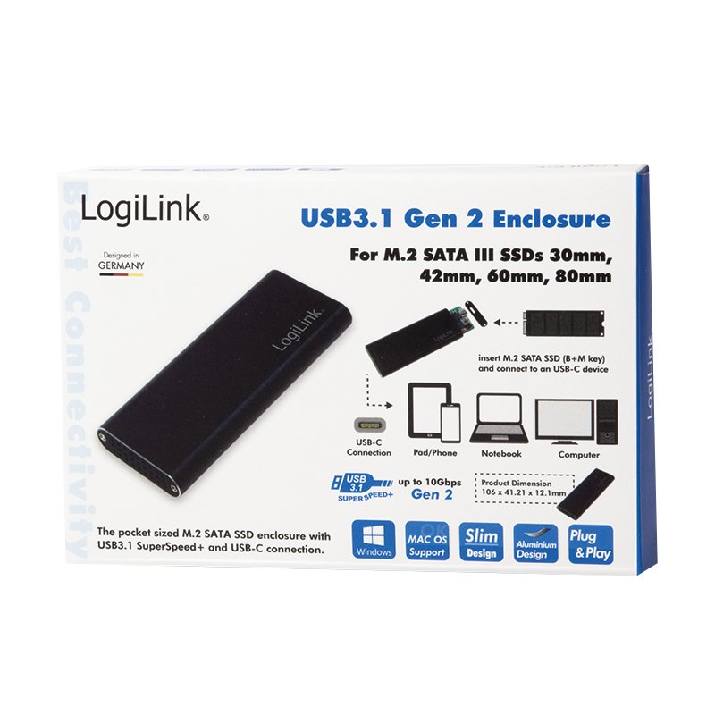 LogiLink UA0314 Boîtier de disques de stockage Enceinte ssd Noir M.2