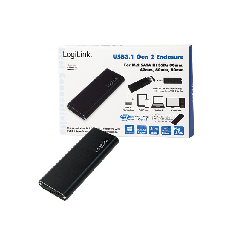 LogiLink UA0314 Boîtier de disques de stockage Enceinte ssd Noir M.2