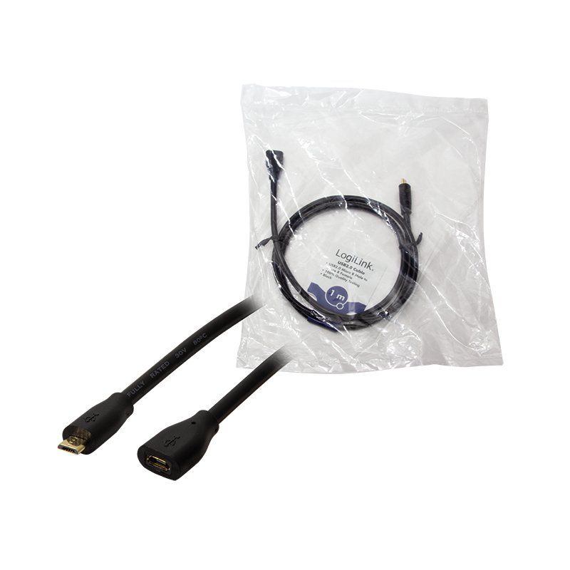 LogiLink CU0121 USB cable USB 2.0 1 m Micro-USB B Black
