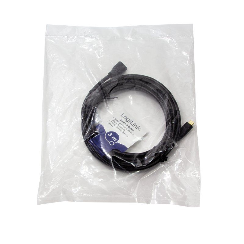 LogiLink Câble de rallonge micro USB 2.0, 3,0 m, noir