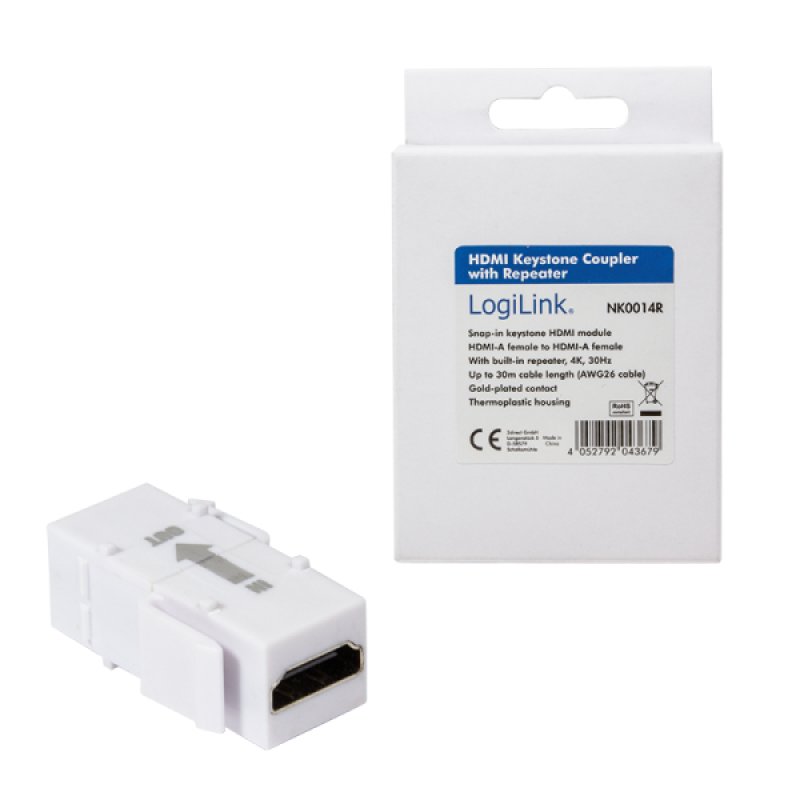 LogiLink Connecteur modulaire Keystone HDMI avec répéteur