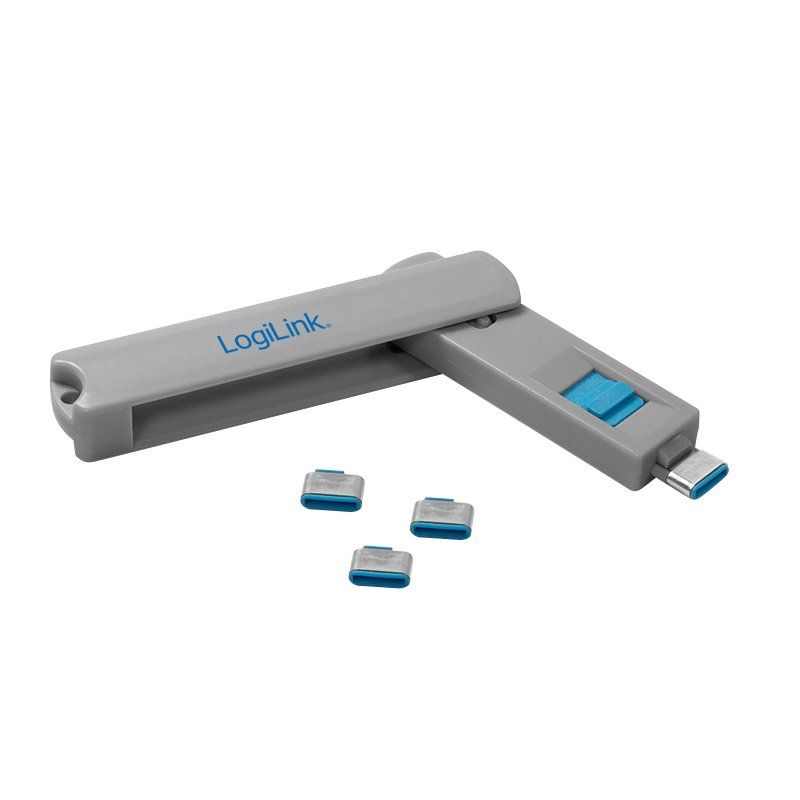 LogiLink AU0052 bloqueur de port USB Type-C Bleu, Gris 1 pièce(s)