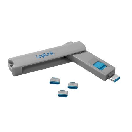 LogiLink AU0052 bloqueur de port USB Type-C Bleu, Gris 1 pièce(s)