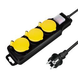 LogiLink LPS253 multiprise 1,5 m 3 sortie(s) CA Extérieure Noir, Jaune