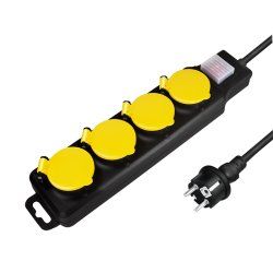 LogiLink LPS254 multiprise 1,5 m 4 sortie(s) CA Extérieure Noir, Jaune