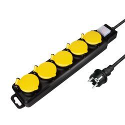 LogiLink LPS255 power extension 1.5 m 5 AC outlet(s) Outdoor Black, Yellow