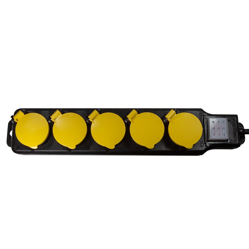 LogiLink LPS255 multiprise 1,5 m 5 sortie(s) CA Extérieure Noir, Jaune