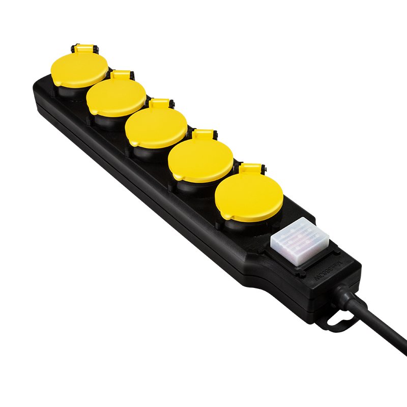 LogiLink LPS255 power extension 1.5 m 5 AC outlet(s) Outdoor Black, Yellow