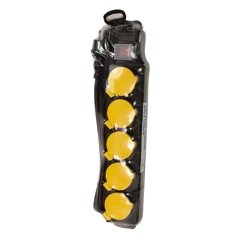 LogiLink LPS255 power extension 1.5 m 5 AC outlet(s) Outdoor Black, Yellow