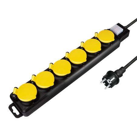 LogiLink LPS256 multiprise 1,5 m 6 sortie(s) CA Extérieure Noir, Jaune
