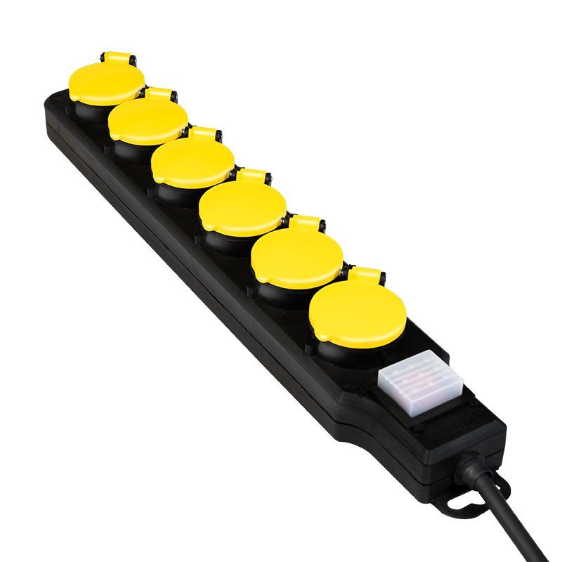 LogiLink LPS256 power extension 1.5 m 6 AC outlet(s) Outdoor Black, Yellow