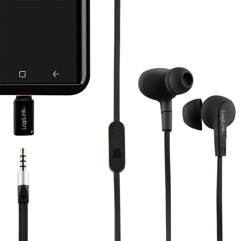 LogiLink UA0356 changeur de genre de câble USB-C 3,5 mm Noir