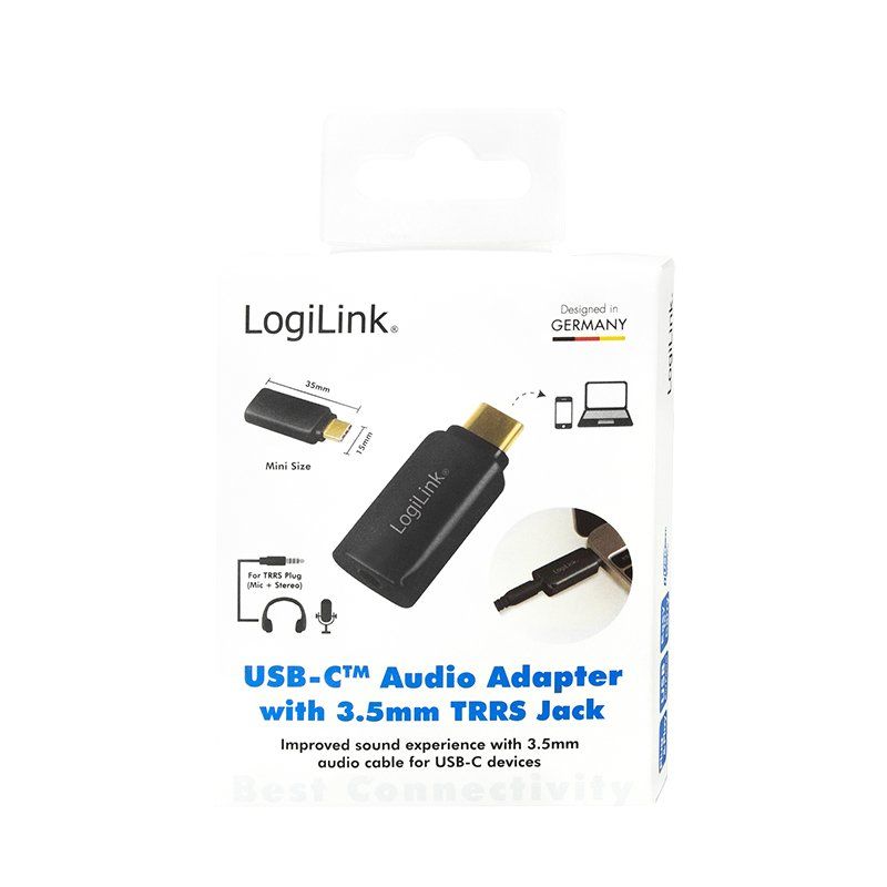 LogiLink UA0356 cable gender changer USB-C 3.5 mm Black