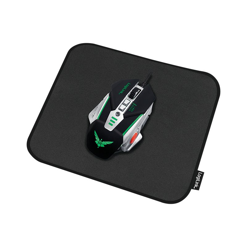 LogiLink Tapis souris gaming, bords cousus, taille M, noir