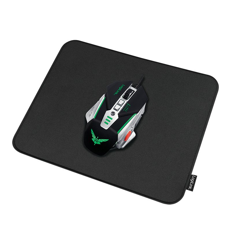 LogiLink Tapis souris gaming, bords cousus, taille L, noir