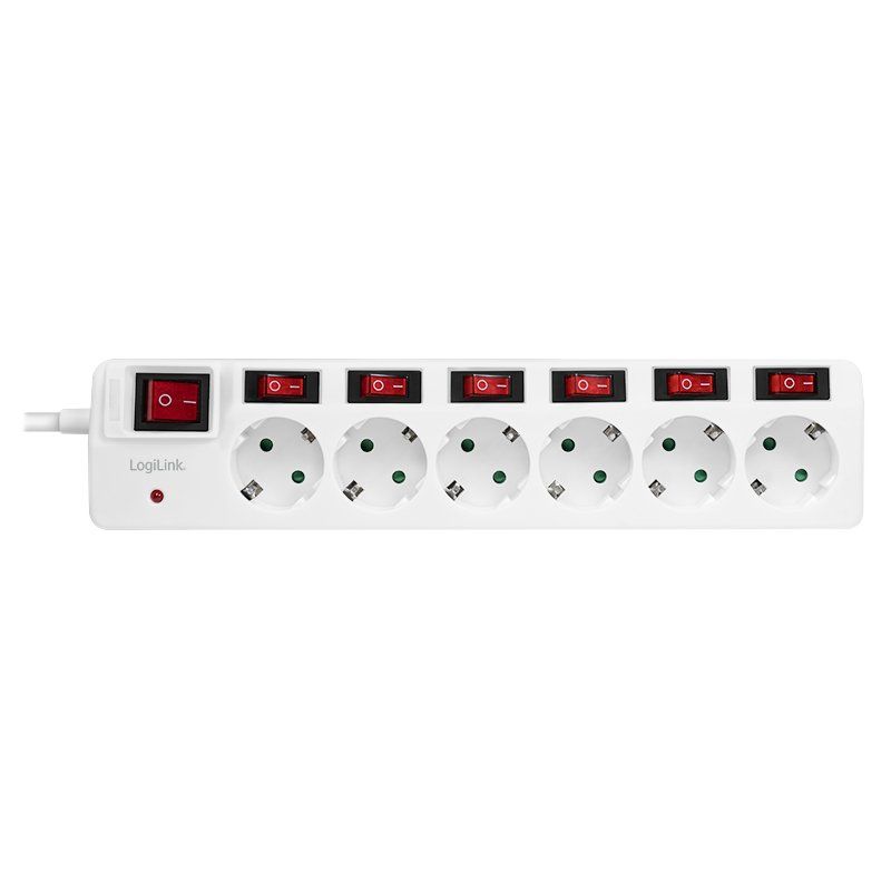 LogiLink LPS250 power extension 1.5 m 6 AC outlet(s) Indoor White