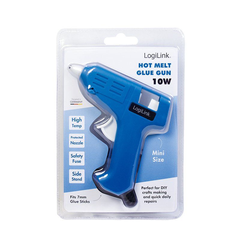 LogiLink Mini pistolet à colle, 10 wattts, bleu