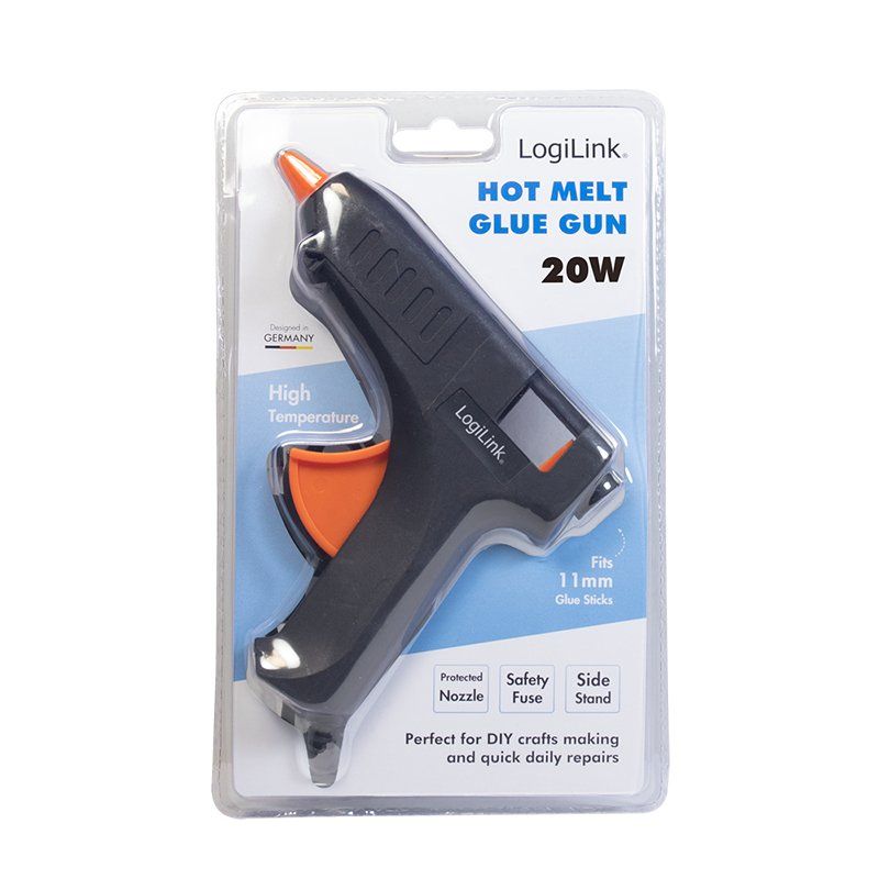 LogiLink WZ0051 pistolet et stylo à colle chaude Pistolet à colle chaude Noir, Orange 20 W