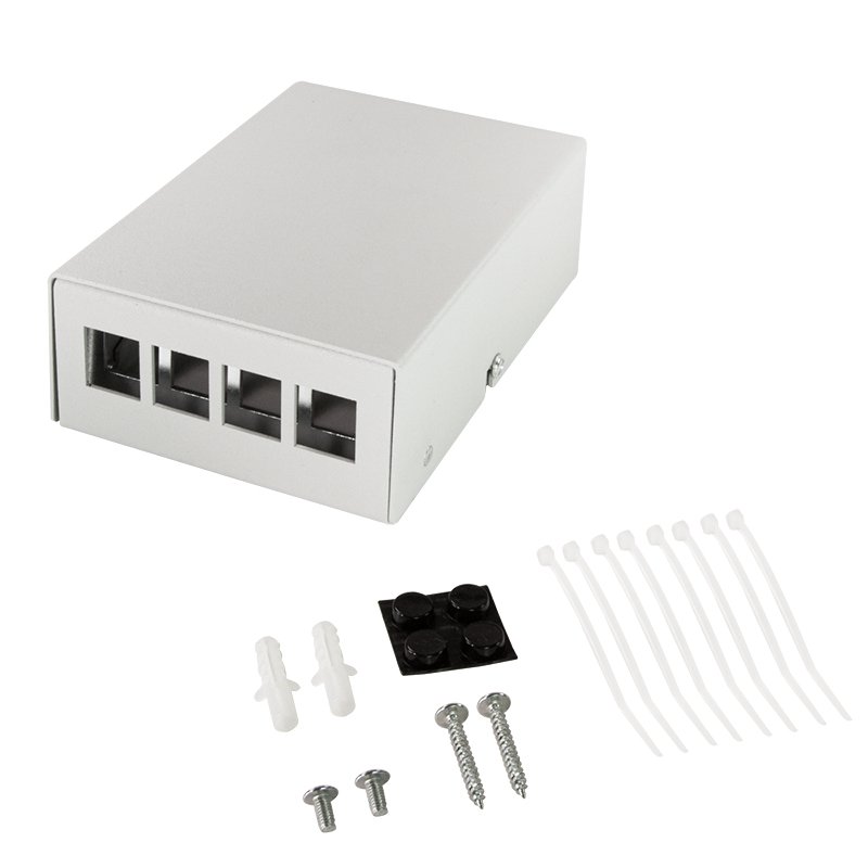 LogiLink Boîtier point de consolidation, 4 ports, gris clair