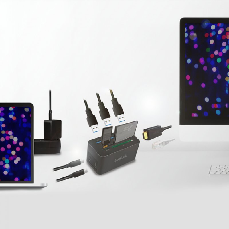 LogiLink UA0370 station d'accueil Avec fil USB 3.2 Gen 1 (3.1 Gen 1) Type-C Noir