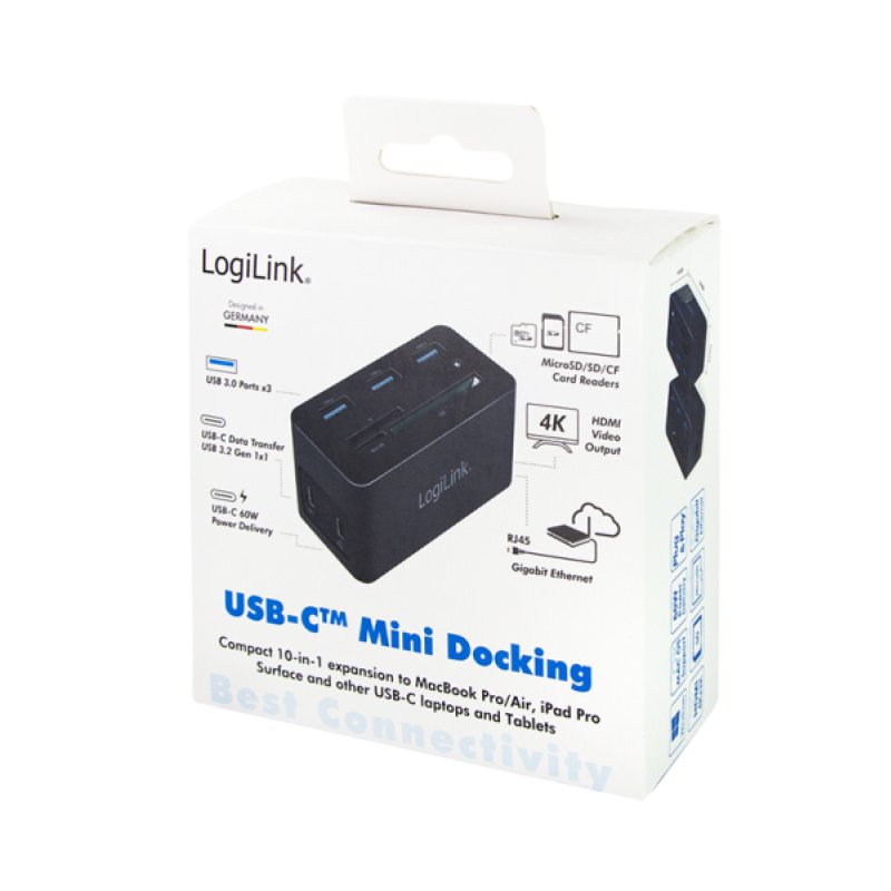 LogiLink UA0370 laptop dock/port replicator Wired USB 3.2 Gen 1 (3.1 Gen 1) Type-C Black