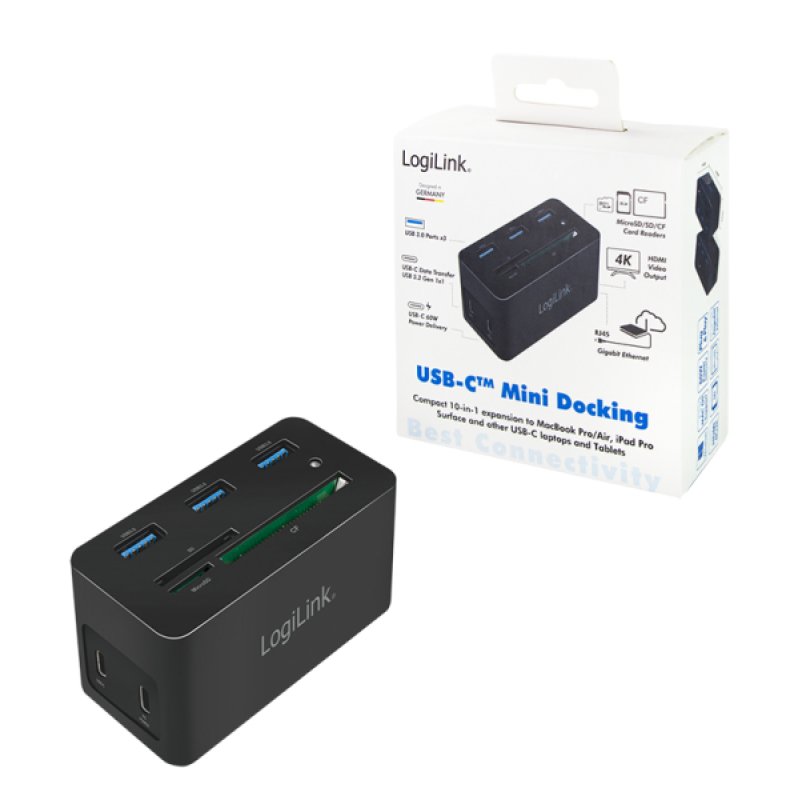 LogiLink UA0370 laptop dock/port replicator Wired USB 3.2 Gen 1 (3.1 Gen 1) Type-C Black