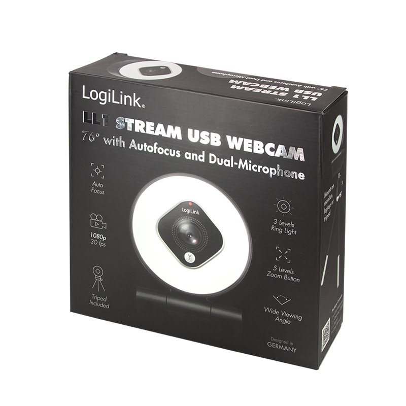 LogiLink UA0384 webcam 2 MP 1920 x 1080 pixels USB 2.0 Noir, Blanc